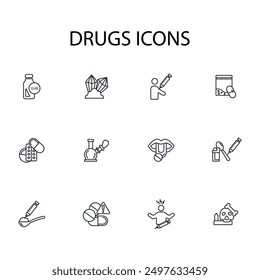 Drugs-Symbol set.vector.Editable stroke.linear style Zeichen für die Verwendung Web-Design, logo.Symbol-Illustration.