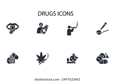 Drugs-Symbol set.vector.Editable stroke.linear style Zeichen für die Verwendung Web-Design, logo.Symbol-Illustration.