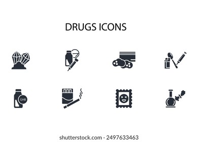 drugs icon set.vector.Editable stroke.linear style sign for use web design,logo.Symbol illustration.