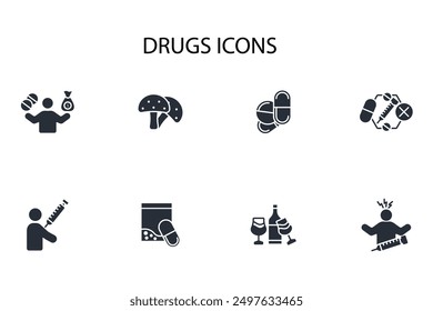 Drugs-Symbol set.vector.Editable stroke.linear style Zeichen für die Verwendung Web-Design, logo.Symbol-Illustration.