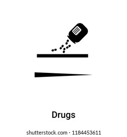 Drugs icon vector isolated on white background, logo concept of Drugs sign on transparent background, filled black symbol