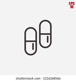 Drugs icon-medicine, pill vector line icon, capsule sign, drug linear pictogram