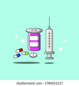 drugs and injections with a flat design