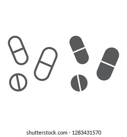 Drugs line and glyph icon, pharmacy and medicine, pills sign, vector graphics, a linear pattern on a white background, eps 10.