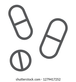 Drugs line icon, pharmacy and medicine, pills sign, vector graphics, a linear pattern on a white background, eps 10.
