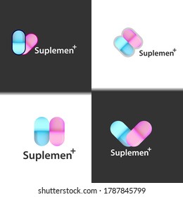 drugs of logo design with blue and pink color. set of logo design 