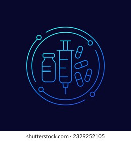 drugs and medication icon, linear design