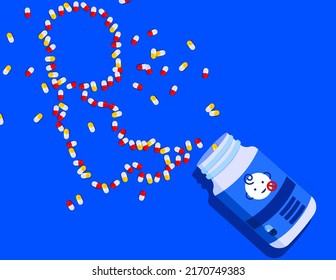 Drugs and medication used for abortion, illustration about abortion, abortion rights and fertility