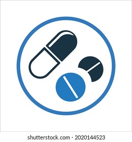 Drugs, medicine, pill icon. Vector design isolated on a white background.