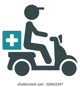 Drugs Motorbike Delivery vector icon. Style is bicolor flat symbol, soft blue colors, rounded angles, white background.