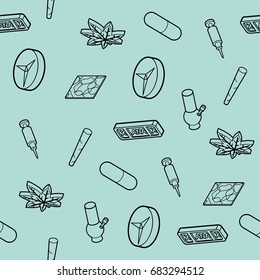Drugs outline isometric icons pattern