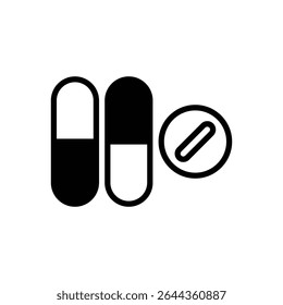Drugs. Outlined stroke vector icon with black-filled details.
