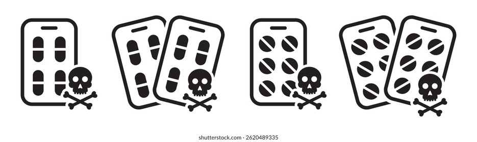 Drugs overdose set icon, vector illustration