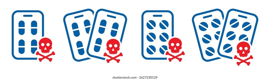 Drugs overdose set icon, vector illustration
