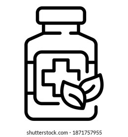 Icono del paquete de medicamentos. Icono vectorial del paquete de drogas de contorno para diseño web aislado en fondo blanco