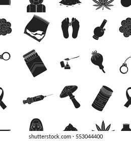 Drugs pattern icons in black style. Big collection of drugs vector symbol stock illustration