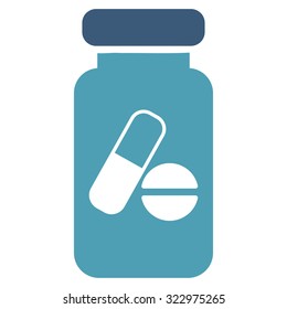 Drugs Phial vector icon. Style is bicolor flat symbol, cyan and blue colors, rounded angles, white background.