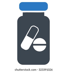 Drugs Phial vector icon. Style is bicolor flat symbol, smooth blue colors, rounded angles, white background.