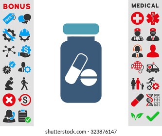 Drugs Phial vector icon. Style is bicolor flat symbol, cyan and blue colors, rounded angles, white background.