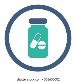 Drugs Phial vector icon. Style is bicolor flat rounded symbol, cobalt and cyan colors, rounded angles, white background.