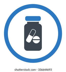 Drugs Phial vector icon. Style is bicolor flat rounded symbol, smooth blue colors, rounded angles, white background.
