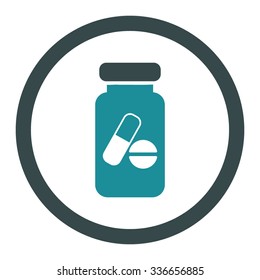 Drugs Phial vector icon. Style is bicolor flat rounded symbol, soft blue colors, rounded angles, white background.
