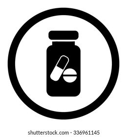 Drugs Phial vector icon. Style is flat rounded symbol, black color, rounded angles, white background.