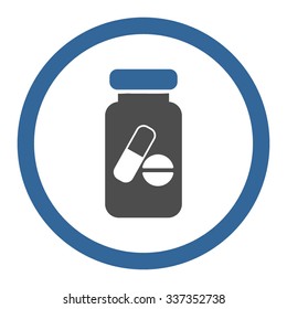 Drugs Phial vector icon. Style is bicolor flat rounded symbol, cobalt and gray colors, rounded angles, white background.