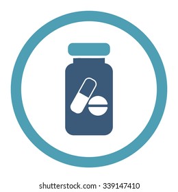Drugs Phial vector icon. Style is bicolor flat rounded symbol, cyan and blue colors, rounded angles, white background.