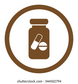 Drugs Phial vector icon. Style is flat rounded symbol, brown color, rounded angles, white background.
