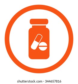Drugs Phial vector icon. Style is flat rounded symbol, orange color, rounded angles, white background.