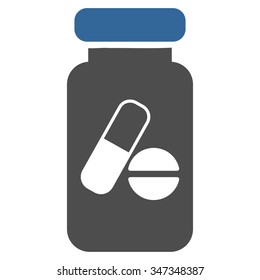 Drugs Phial vector icon. Style is bicolor flat symbol, cobalt and gray colors, rounded angles, white background.