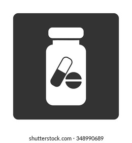 Drugs Phial vector icon. Style is flat rounded square button, white and gray colors, white background.