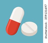 Drugs and Pills on blue background, Medical pill, Tablet symbol. Vector Illustration.