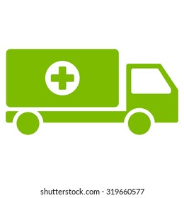 Drugs Shipment vector icon. Style is flat symbol, Eco green color, rounded angles, white background.