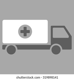 Drugs Shipment vector icon. Style is bicolor flat symbol, dark gray and white colors, rounded angles, silver background.