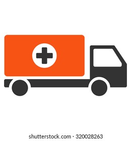 Drugs Shipment vector icon. Style is bicolor flat symbol, orange and gray colors, rounded angles, white background.