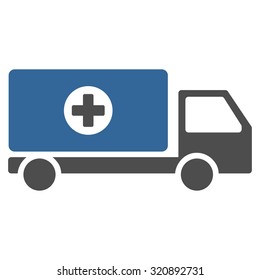 Drugs Shipment vector icon. Style is bicolor flat symbol, cobalt and gray colors, rounded angles, white background.