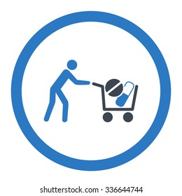 Drugs Shopping vector icon. Style is bicolor flat rounded symbol, smooth blue colors, rounded angles, white background.