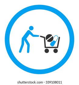 Drugs Shopping vector icon. Style is bicolor flat rounded symbol, blue and gray colors, rounded angles, white background.