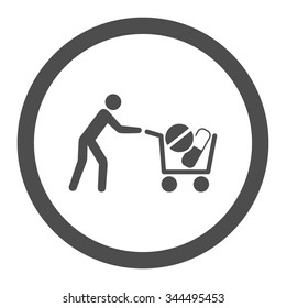 Drugs Shopping vector icon. Style is flat rounded symbol, gray color, rounded angles, white background.
