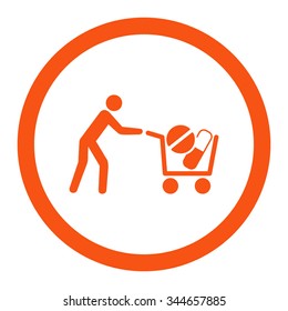 Drugs Shopping vector icon. Style is flat rounded symbol, orange color, rounded angles, white background.