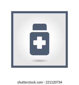 Drugs sign icon. Pack with pills. Flat design style. Vector EPS 10.