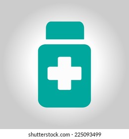 Drugs sign icon. Pack with pills. Flat design style. Vector EPS 10.