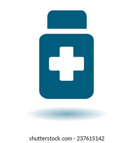 Drugs sign icon. Pack with pills. Flat design style. Vector EPS 10.