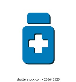 Drugs sign icon. Pack with pills. Flat design style. Vector EPS 10.