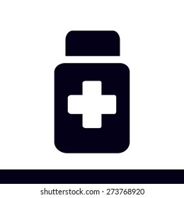 Drugs sign icon. Pack with pills. Flat design style. Vector EPS 10.