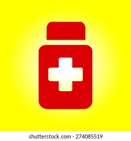 Drugs sign icon. Pack with pills. Flat design style. Vector EPS 10.
