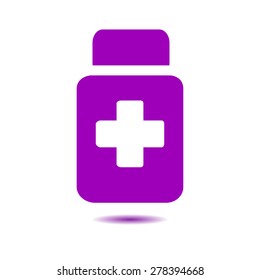 Drugs sign icon. Pack with pills. Flat design style. Vector EPS 10.