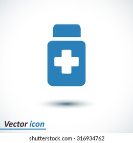 Drugs sign icon. Pack with pills. Flat design style. Vector EPS 10.